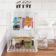 Load image into Gallery viewer, Get pup joint metal wire baskets 3 tiers foldable stackable rolling baskets utility shelf unit storage organizer bin with wheels for kitchen pantry closets bedrooms bathrooms