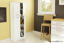 Load image into Gallery viewer, Featured south shore 4 door storage pantry with adjustable shelves pure white