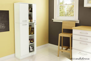 Featured south shore 4 door storage pantry with adjustable shelves pure white