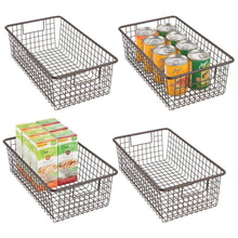 Load image into Gallery viewer, Purchase mdesign modern farmhouse metal wire storage organizer bin basket with handles for kitchen cabinets pantry closets bedrooms bathrooms 16 25 long 4 pack bronze