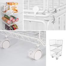 Load image into Gallery viewer, Discover the best pup joint metal wire baskets 3 tiers foldable stackable rolling baskets utility shelf unit storage organizer bin with wheels for kitchen pantry closets bedrooms bathrooms