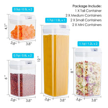 Load image into Gallery viewer, Storage airtight food storage containers vtopmart 7 pieces bpa free plastic cereal containers with easy lock lids for kitchen pantry organization and storage include 24 free chalkboard labels and 1 marker