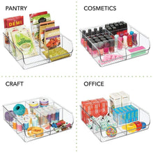 Load image into Gallery viewer, Shop mdesign plastic wide food storage organizer bin caddy for kitchen pantry cabinet countertop holds baking supplies spices pouches dressing mixes tea sugar packets 6 sections 5 pack clear